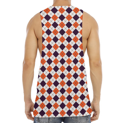 Halloween Checked Pattern Print Men's Muscle Tank Top