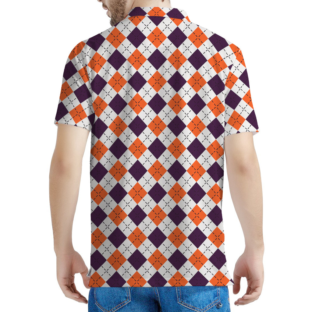 Halloween Checked Pattern Print Men's Polo Shirt