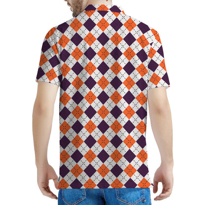 Halloween Checked Pattern Print Men's Polo Shirt