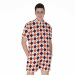 Halloween Checked Pattern Print Men's Rompers