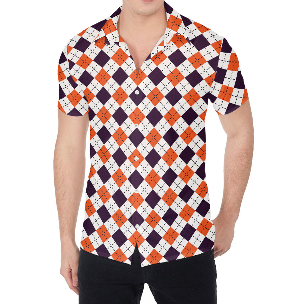 Halloween Checked Pattern Print Men's Shirt