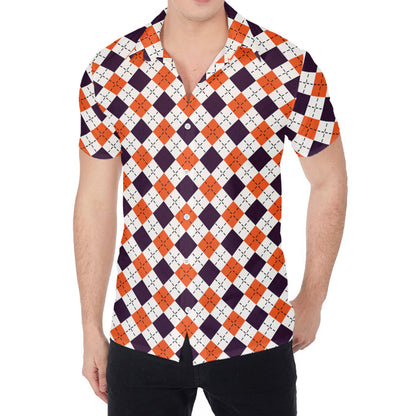 Halloween Checked Pattern Print Men's Shirt