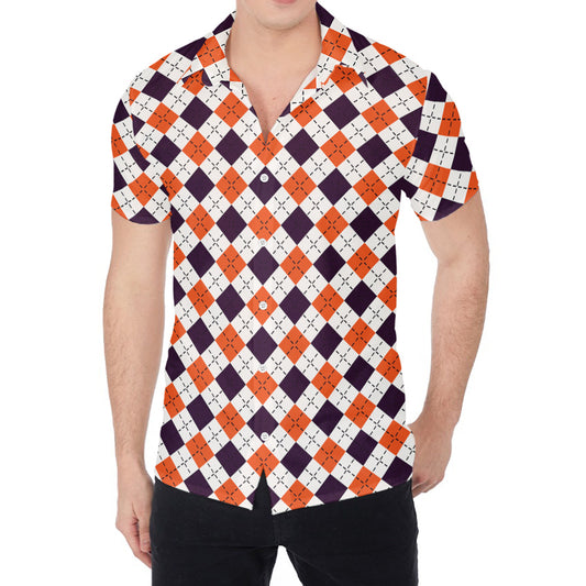 Halloween Checked Pattern Print Men's Shirt
