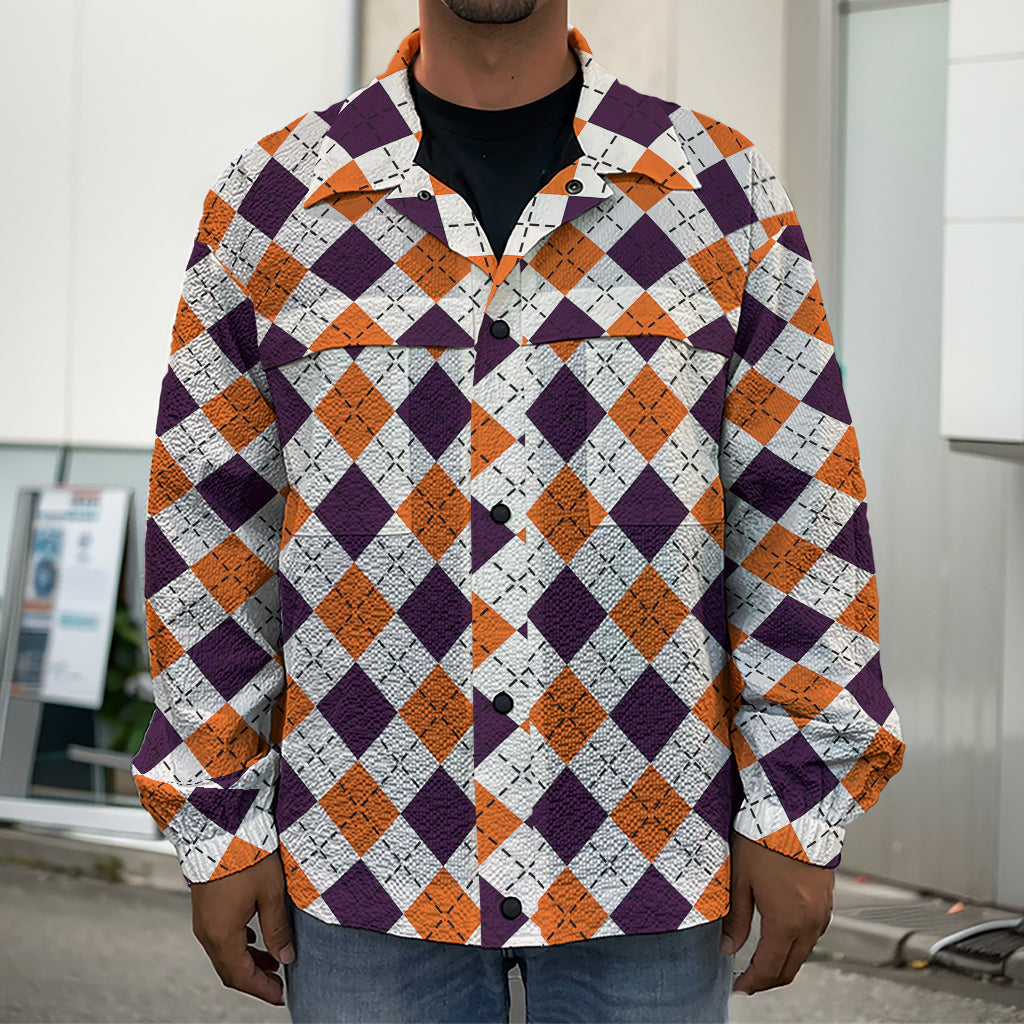 Halloween Checked Pattern Print Men's Shirt Jacket