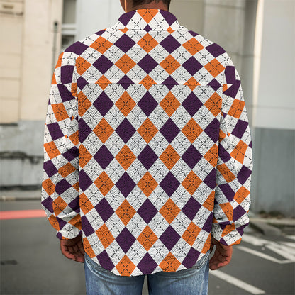 Halloween Checked Pattern Print Men's Shirt Jacket