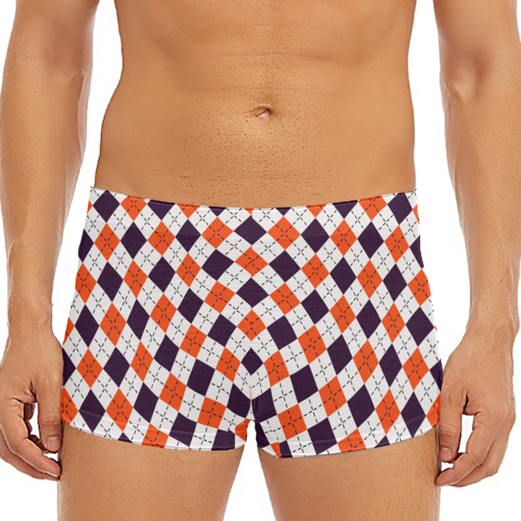 Halloween Checked Pattern Print Men's Short Boxer Briefs