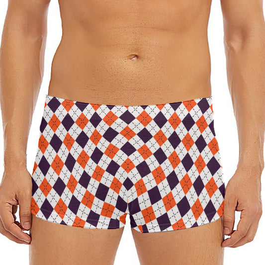 Halloween Checked Pattern Print Men's Short Boxer Briefs