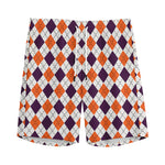 Halloween Checked Pattern Print Men's Sports Shorts