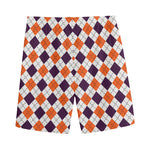 Halloween Checked Pattern Print Men's Sports Shorts