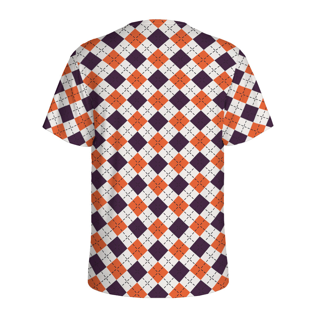 Halloween Checked Pattern Print Men's Sports T-Shirt