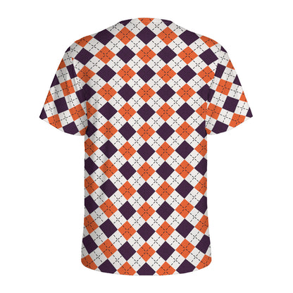 Halloween Checked Pattern Print Men's Sports T-Shirt