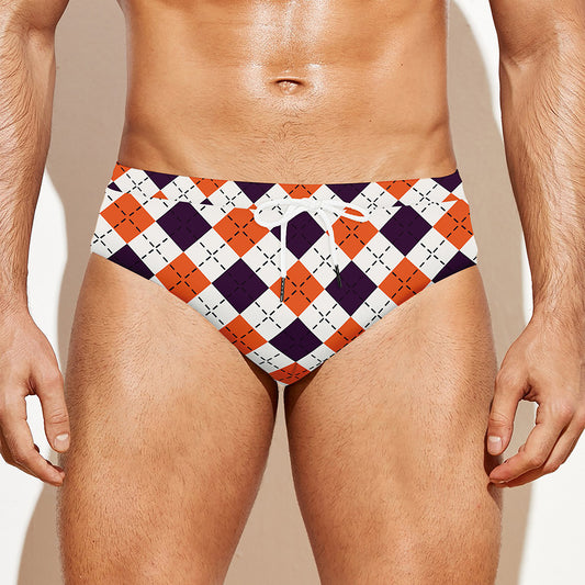 Halloween Checked Pattern Print Men's Swim Briefs