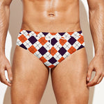 Halloween Checked Pattern Print Men's Swim Briefs