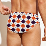Halloween Checked Pattern Print Men's Swim Briefs