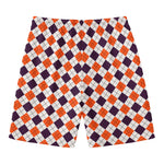 Halloween Checked Pattern Print Men's Swim Trunks