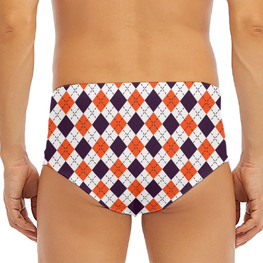 Halloween Checked Pattern Print Men's Triangle Swim Briefs