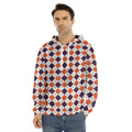 Halloween Checked Pattern Print Men's Velvet Pullover Hoodie