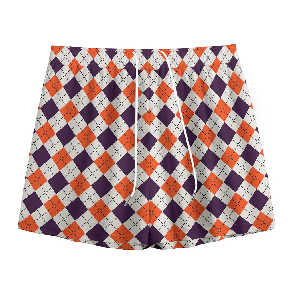 Halloween Checked Pattern Print Mesh Shorts