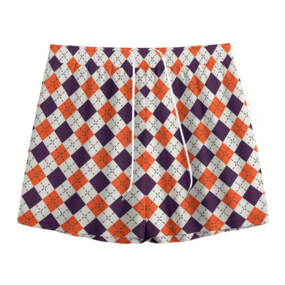 Halloween Checked Pattern Print Mesh Shorts