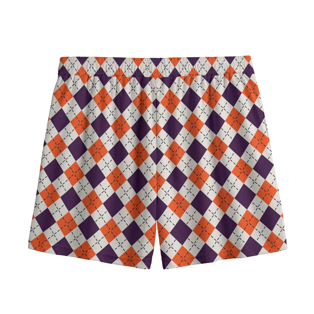 Halloween Checked Pattern Print Mesh Shorts