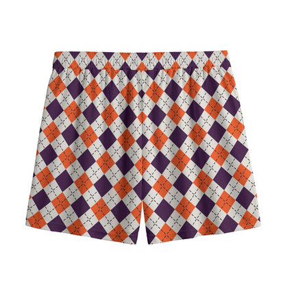 Halloween Checked Pattern Print Mesh Shorts