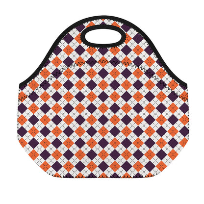 Halloween Checked Pattern Print Neoprene Lunch Bag