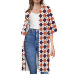 Halloween Checked Pattern Print Open Front Beach Cover Up