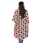 Halloween Checked Pattern Print Open Front Beach Cover Up
