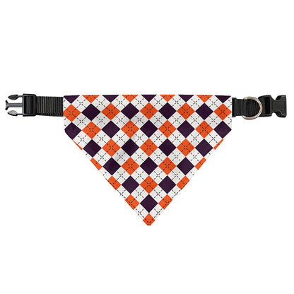 Halloween Checked Pattern Print Over The Collar Dog Bandana