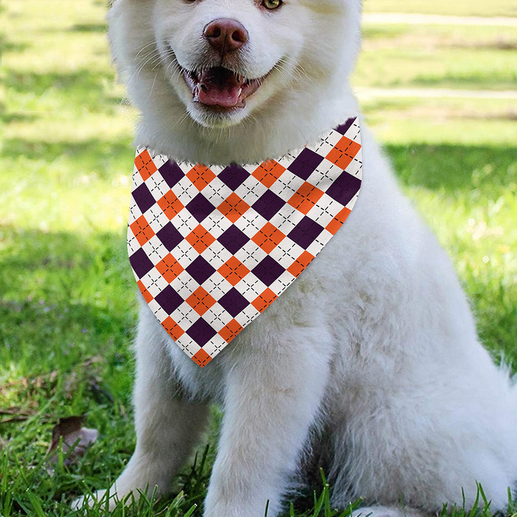 Halloween Checked Pattern Print Over The Collar Dog Bandana