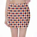 Halloween Checked Pattern Print Pencil Mini Skirt