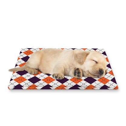 Halloween Checked Pattern Print Pet Cooling Mat Cover