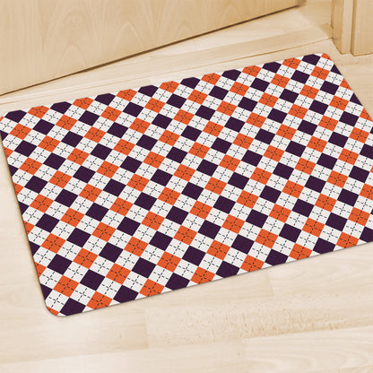 Halloween Checked Pattern Print Polyester Doormat