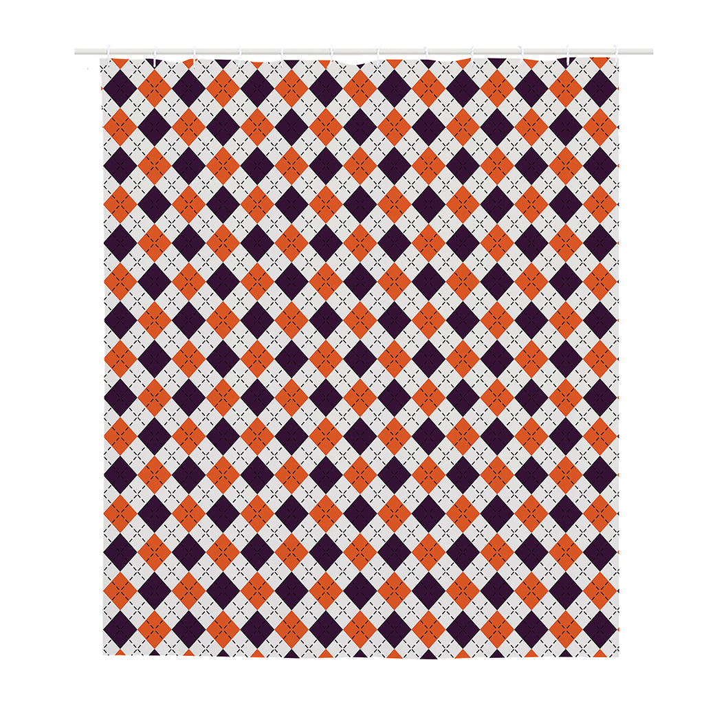 Halloween Checked Pattern Print Polyester Shower Curtain