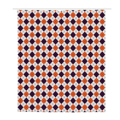 Halloween Checked Pattern Print Polyester Shower Curtain