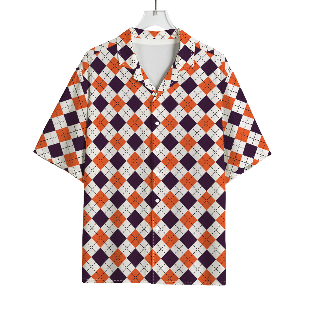 Halloween Checked Pattern Print Rayon Hawaiian Shirt