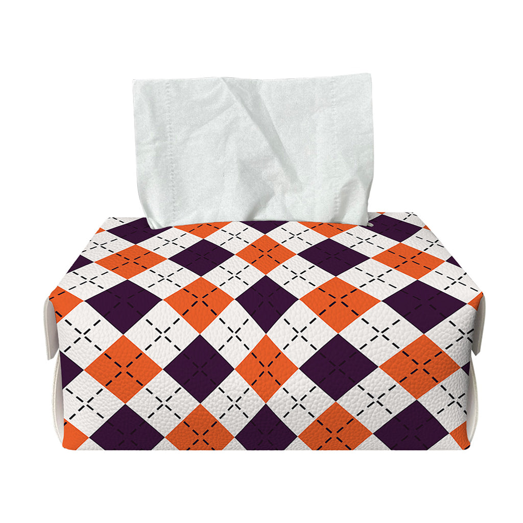 Halloween Checked Pattern Print Rectangle Tissue Box Cover