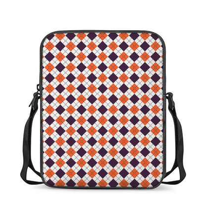 Halloween Checked Pattern Print Rectangular Crossbody Bag