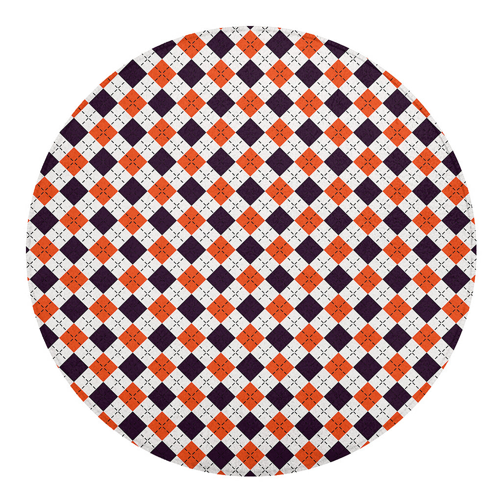 Halloween Checked Pattern Print Round Blanket