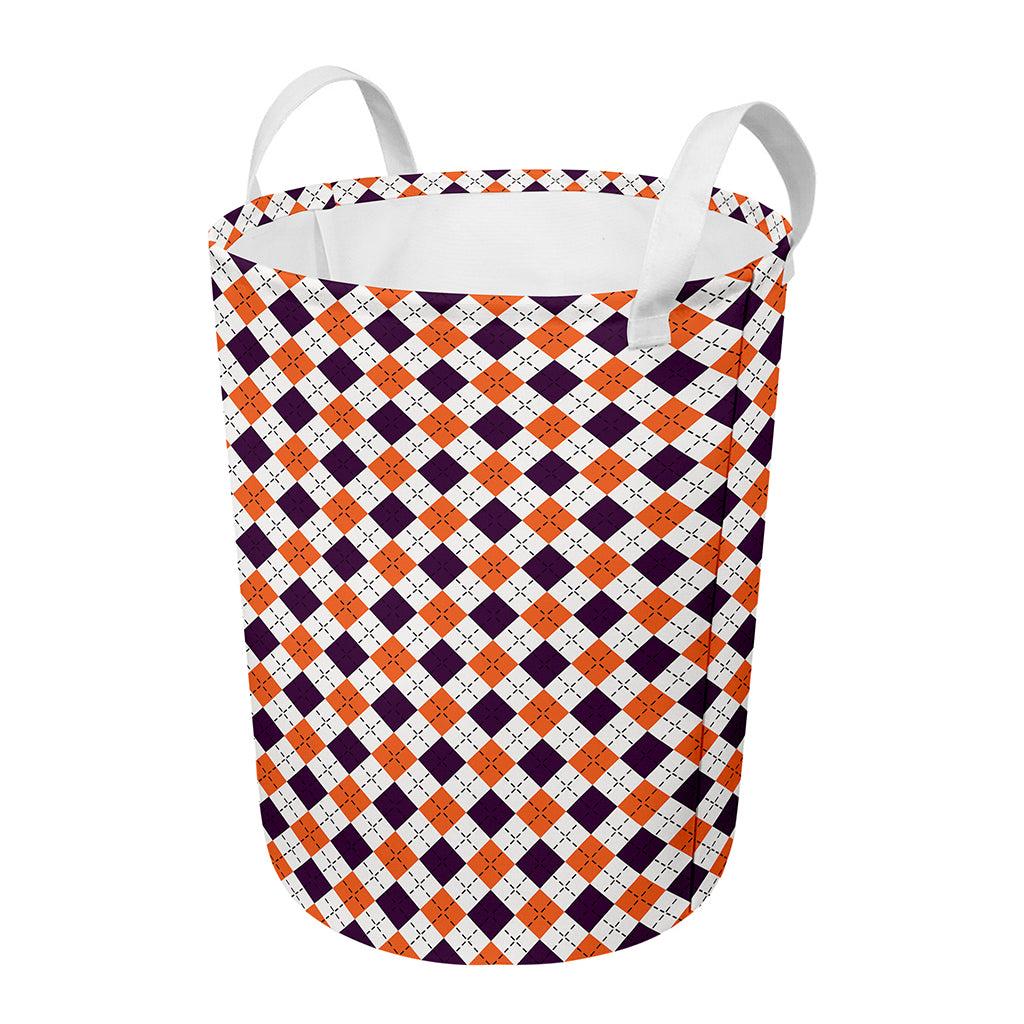 Halloween Checked Pattern Print Round Laundry Basket