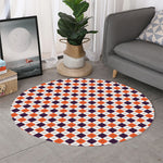 Halloween Checked Pattern Print Round Rug