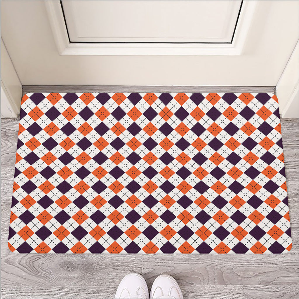 Halloween Checked Pattern Print Rubber Doormat