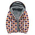 Halloween Checked Pattern Print Sherpa Lined Zip Up Hoodie