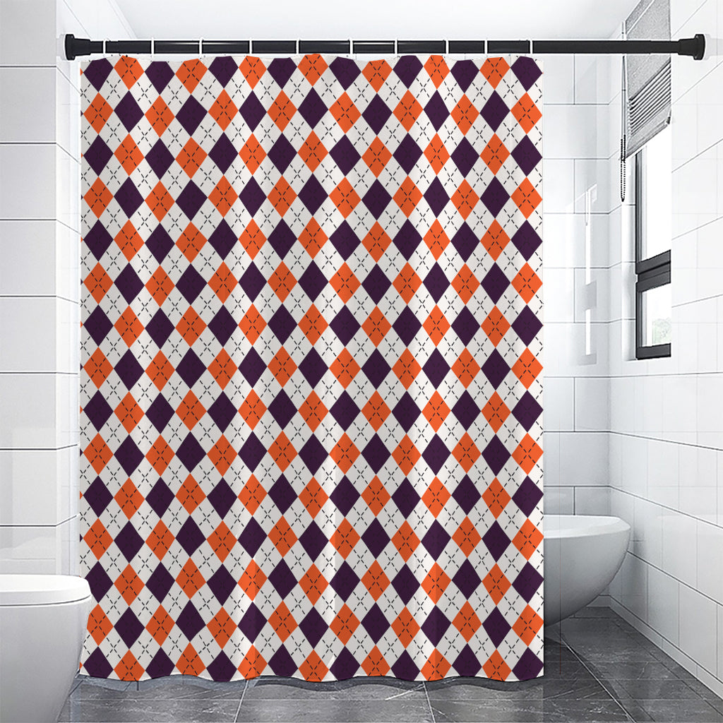 Halloween Checked Pattern Print Shower Curtain