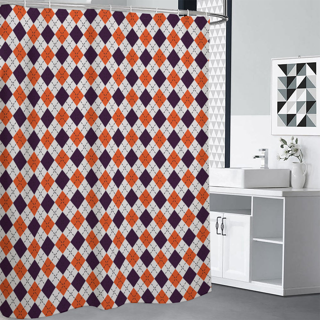 Halloween Checked Pattern Print Shower Curtain