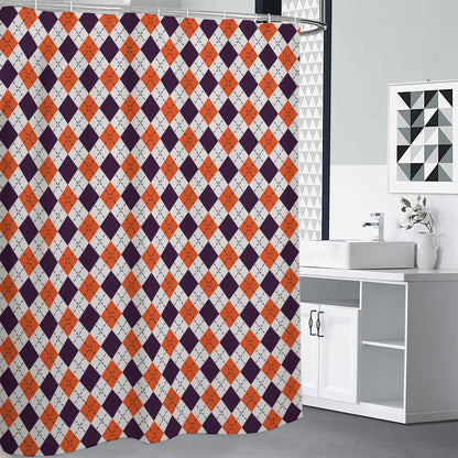 Halloween Checked Pattern Print Shower Curtain