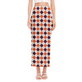 Halloween Checked Pattern Print Side Slit Maxi Skirt