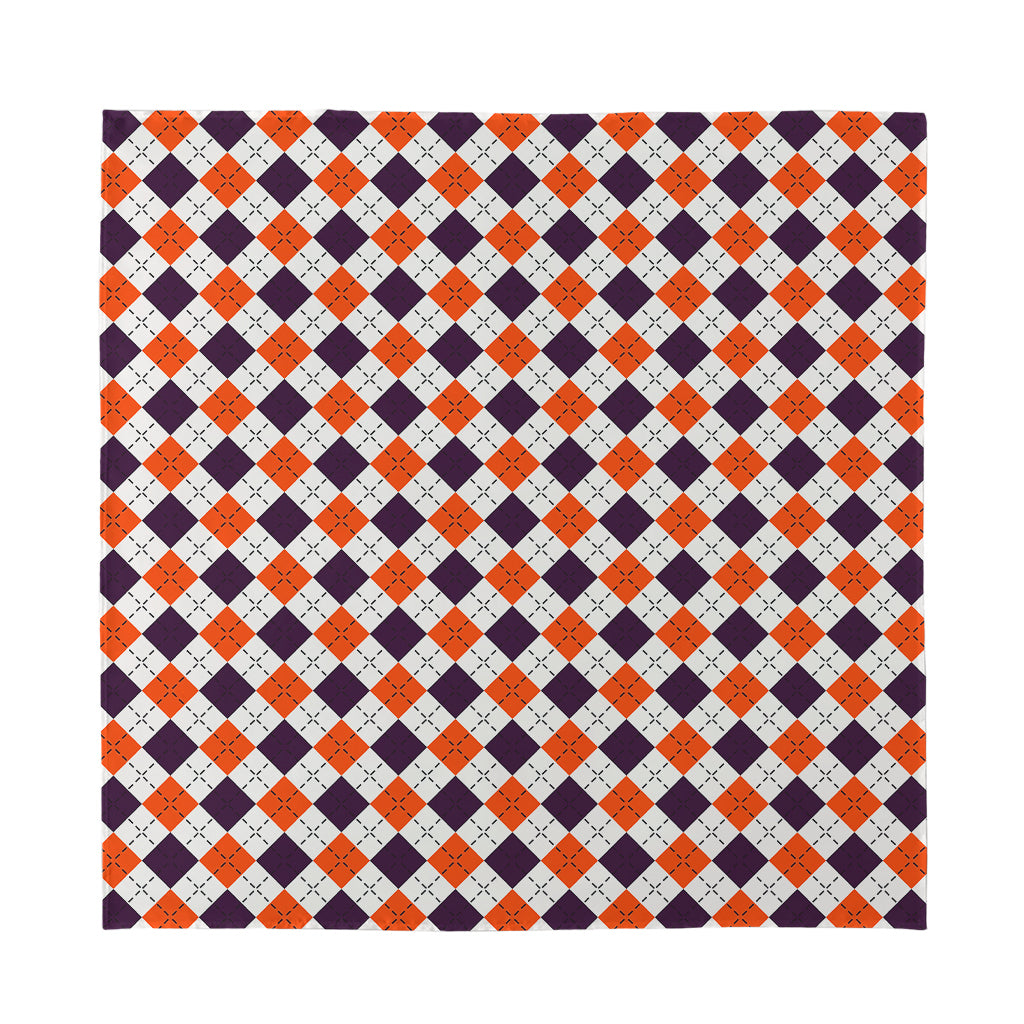 Halloween Checked Pattern Print Silk Bandana