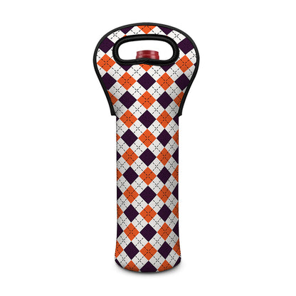Halloween Checked Pattern Print Single Neoprene Wine Tote