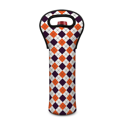 Halloween Checked Pattern Print Single Neoprene Wine Tote